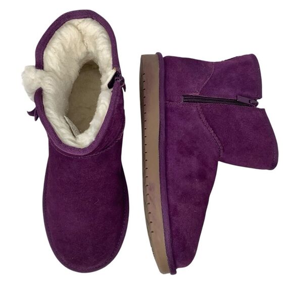 Koolaburra by Ugg  Purple Suede Leather Mid-Calf Short Girl Winter Boots Sz 4 - Picture 1 of 11